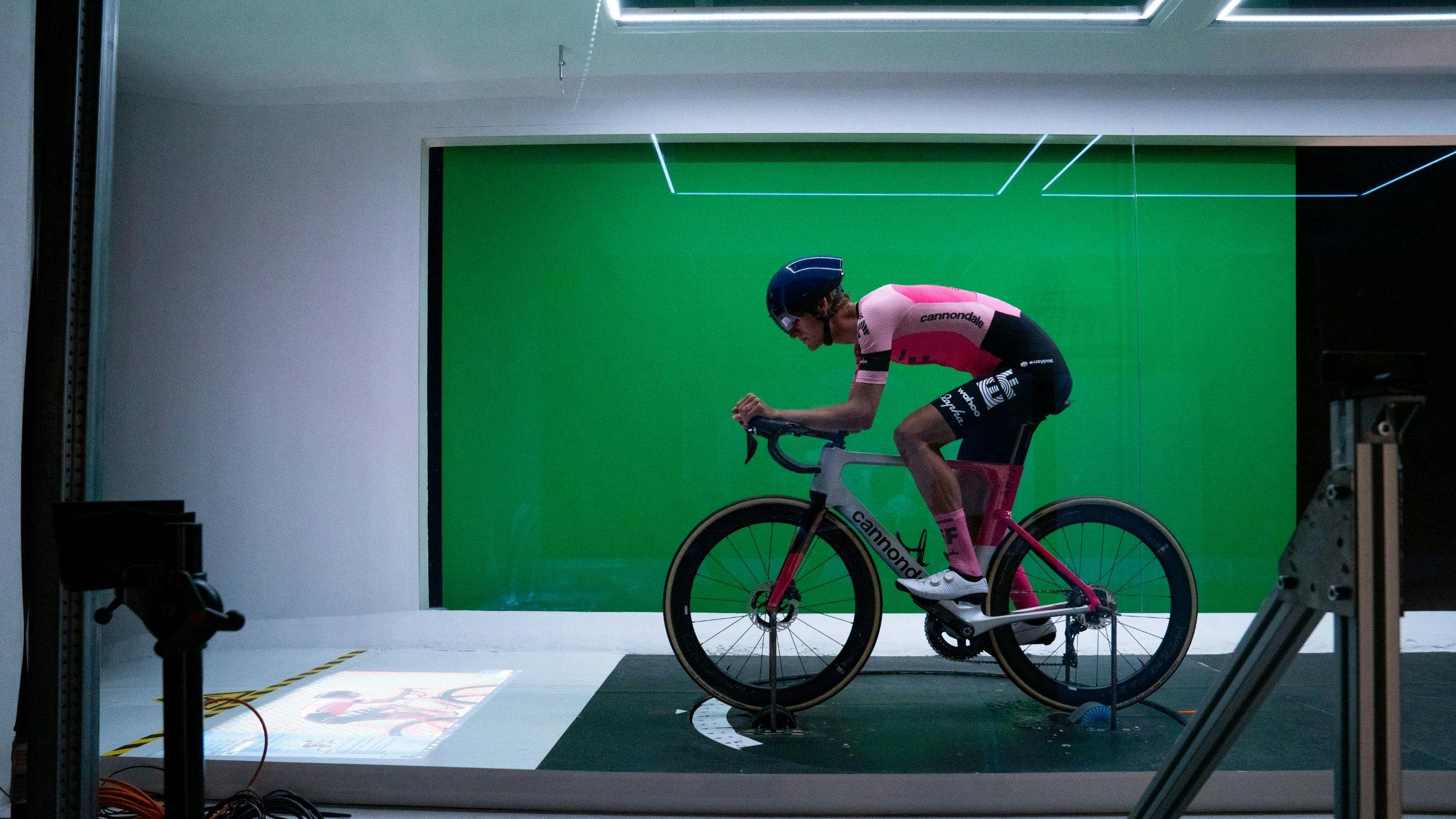 EF rider testing the Procen Air in windtunnel